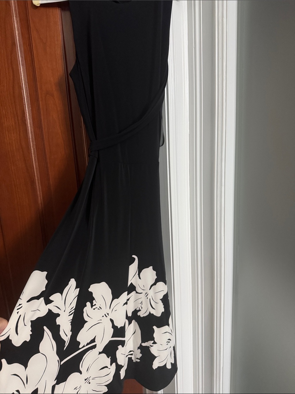 Lauren Ralph Lauren Black Maxi Dress with Ivory Floral Hem